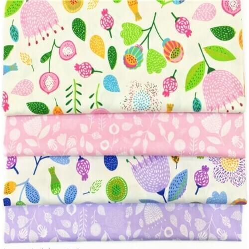 Pretty 40x50cm Pink & Purple Morning Glory Flowers 100% cotton twill cotton Fabric Bundle