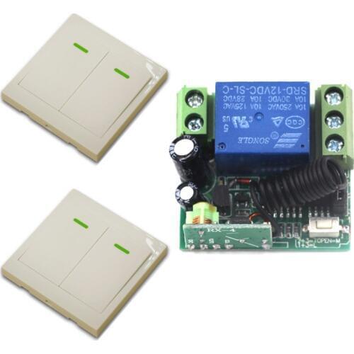 Best Price 2pcs Buttons Controller& Mini Receiver RF Wireless Remote Control Receiver Momentary Switch Relay Remote Control
