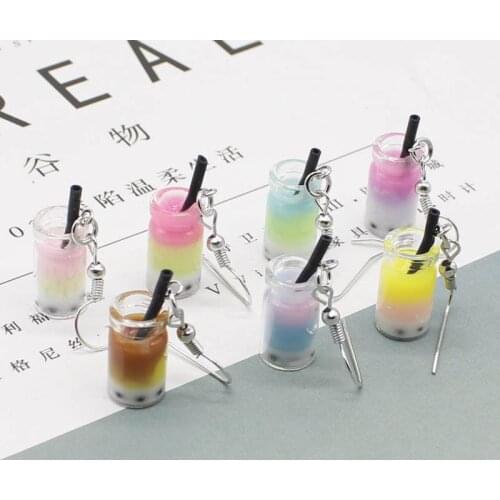 Milk Tea Pearl Bubble Tea Bottle Pendant Juice Cup Jewelry Resin DIY Earring Making