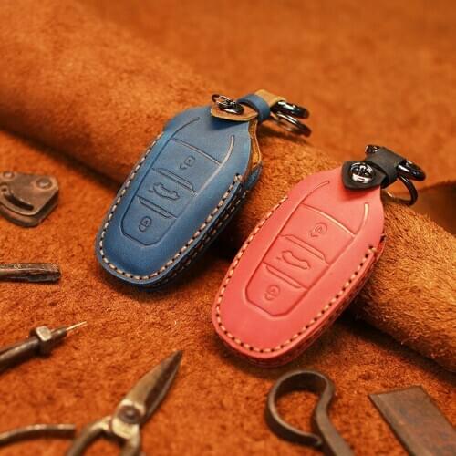 Handmade Genuine Leather Car Key Case Cover For Peugeot 208 308 508 3008 5008 for Citroen C4 Picasso DS3 DS4 DS5 DS6