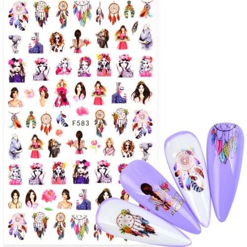 1 Sheet Indian Ethnic Style Dream Catcher Designs 3D Nail Art Stickers Decal Template Diy Nail Tool Decorations