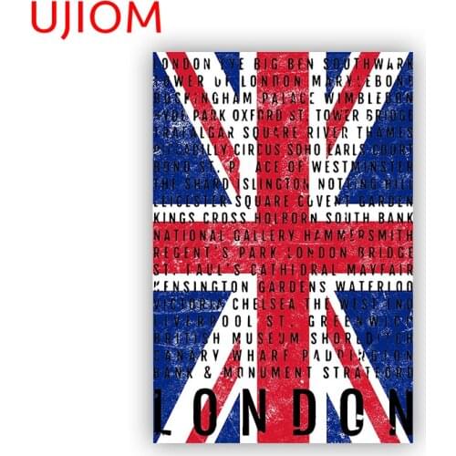 UJIOM Wall Stickers London UK Town England Union Jack London Areas Sticker Accessories Wallpaper Waterproof Home Decor Decals