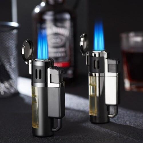 New High Firepower Four Jet Torch Turbo Lighter Windproof Butane Gas Inflated Lighter Cigarette Cigar Pipe Lighters Men Gift