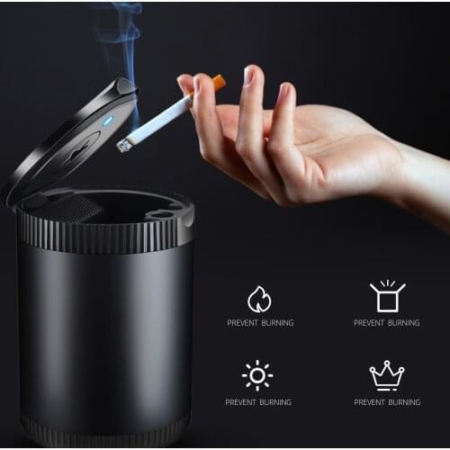 1PC Auto Car Truck LED Cigarette Smoke car Ashtray 4X2.56inch Blue LED Light Smokeless Ashtray Cigarette Holder Anti-slip Rubber