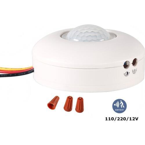 12V Motion Sensor Light Switch PIR Sensor 220V 110V Detector Movement Automatic Infrared LED Ceiling Light ON OFF with Timer