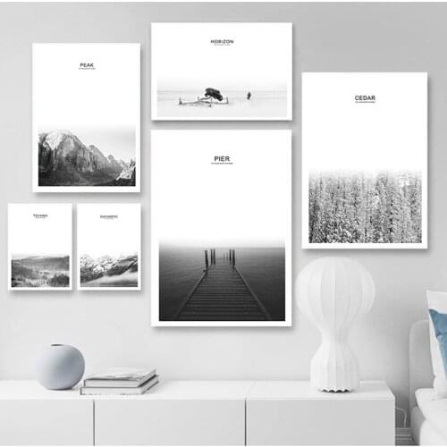 Print Picture for Living Room Animal Lion Black White Canvas Nordic Style Sea Forest Landscape Wall Art