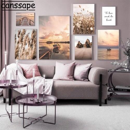 Nordic Poster Hay Reed Wall Art Painting Landscape Canvas Art Print Beach Posters Modern Picture Living Room Home Decoration