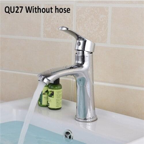 QUEEXU Bathroom Basin Faucet Chrome Single Handle Kitchen Tap Faucet Mixer Hot and Cold Water Hose Chrome Bathroom Accessory