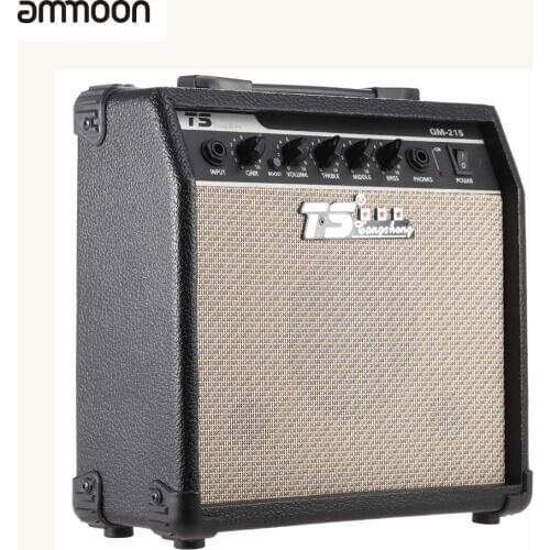 Ammoon GM-215 15W Electric Guitar Amplifier Amp Distortion with 5" Speaker 3-Band EQ to Control Treble Middle Guitar and Bass
