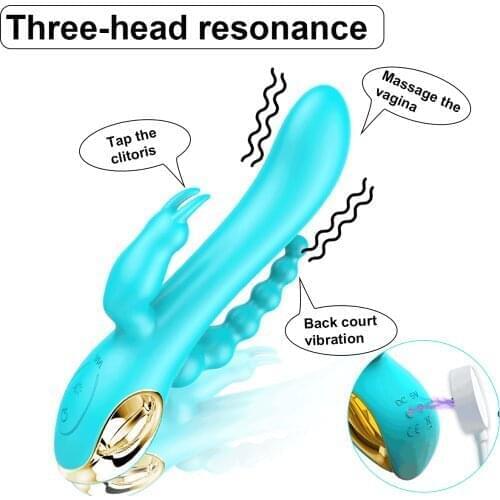 Triple Pleasure Rabbit Vibrator Dildo Realistic Sex Toys For Adult Women butt plug Vagina Anal Pussy g spot Massager Masturbator