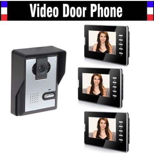 7 Inch Monitor Video Door Phone Intercom System video Doorbell Kits Night Vision Call and Intercom 1 Camera 3 Monitor