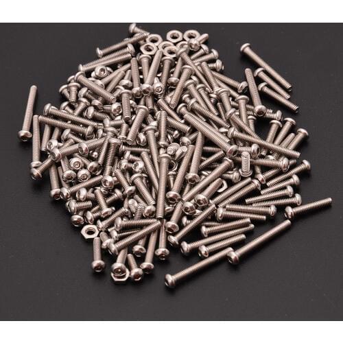 230Pcs Hex Socket Screws M2 Socket Button Head Stainless Steel Hex Screw with 50pcs M2 Metal Nuts Assortment Kit Fastener Parts