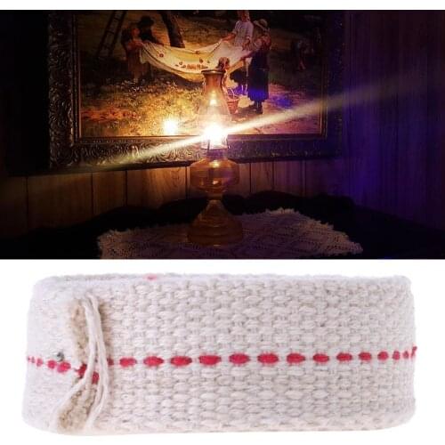 YYSD Premium Oil Lamp Mate Flat Cotton Oil Lantern Kerosene Lamp Wick Red Stitch 0.79in Wide 3.3ft Roll