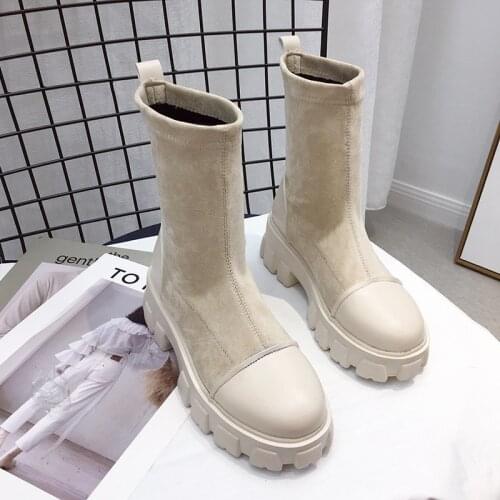 Black Sock Boots Women 2021 New Punk Gothic Shoes Ankle Boots Platform Shoes Women White Sock Boots