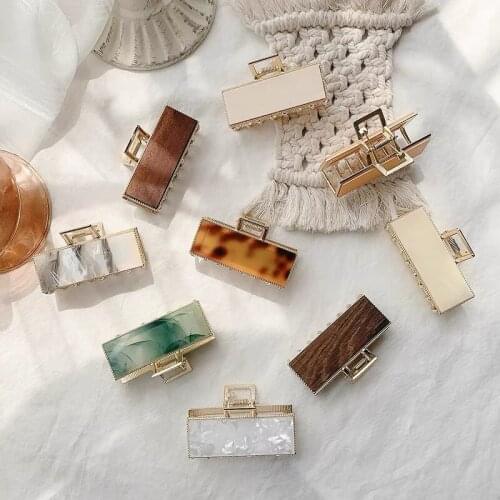 Women Medium Metal Rectangle Hair Claw Clips For Girls Hairpiins 2021 Fashion Simplicity Barrettes Hair Clip Hair Accessories