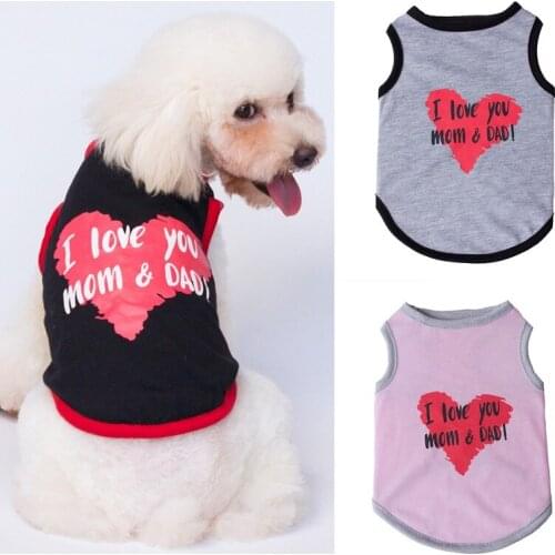 Pet Summer Dog Clothes Love Heart Printed Dog Vest For Small Dogs Cat Chihuahua Clothing Dogs Shirt