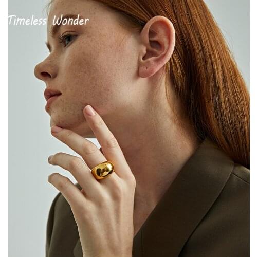 Timeless Wonder Titanium Geo Solid Stackable Ring Women Stainless Steel Jewelry Punk Boho Ins Designer Top Runway Fashion 4233