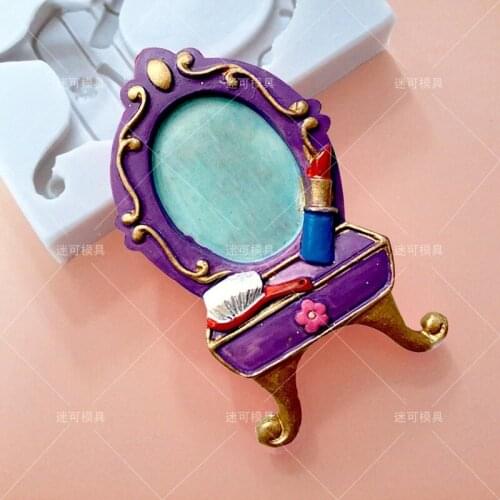 1pcs Classic Dressing Table Silicone Cake Mold DIY Mirror Chocolate Fondant Cake Decoration Tool
