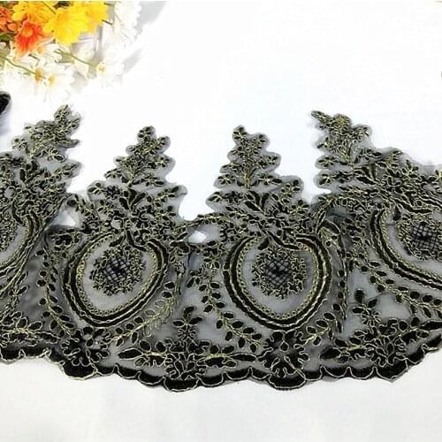 1 Yard Diy Accessories Gold Embroidered Lace For Ballet Dress Appliques Gold Lace Trims Fabric Scalloped Bridal Sashes 31CM
