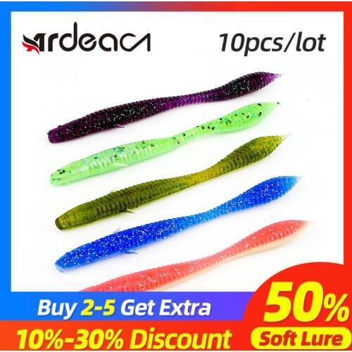 ARDEA 8pcs Soft fishing lure Silicone Bait Worm Wild Stick Fishing Worm Lures Tackle black bass Carp Pesca Lures Trout Lure