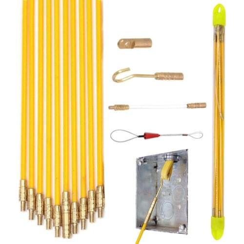 10pcs Wire Noodler Fiberglass Cable Wire Running Rod Coaxial Electrical Connectable Fish Tape Pull Kit in Transparent Tube