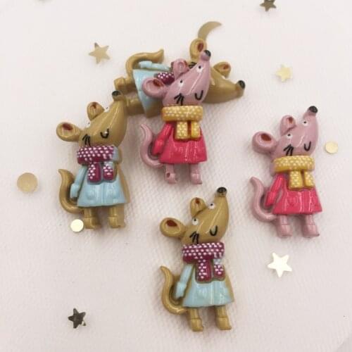 12pcs Resin Lovely Colorful Little Mouse Flatback Stone Applique DIY Gift Scrapbook Decor Home Figurine Crafts SF890