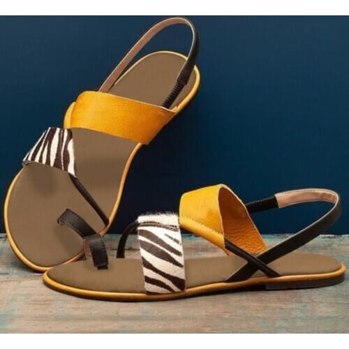 2020 summer Womens Sandals zebra print Flat Heel Flip-Flops Slip-On Sandals Casual Sandals Shoes Beach Sandals zapatos de mujer