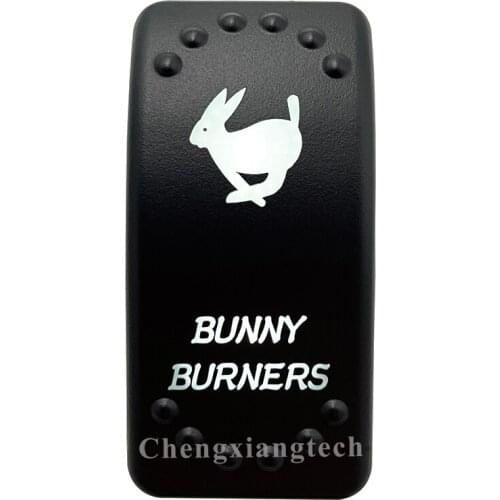 Dual White Led Light 12V 24V Car Boat Caravan Rocker Switch Laser Engraving BUNNY BURNERS, 5 Pin On Off SPST Waterproof
