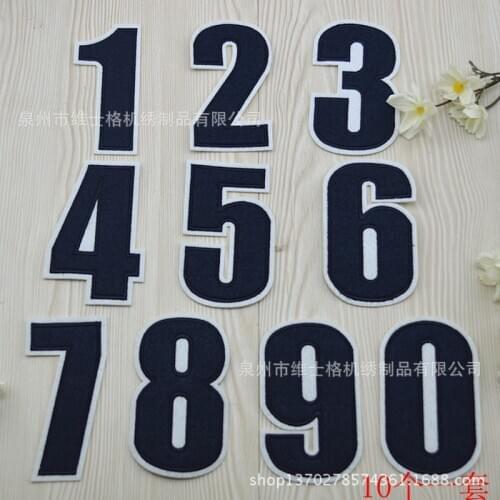 50pcs/lot Large Embroidery Patches Black Jersey Shirt Numbers Clothing Accessories Heat Transfer Badge Iron Clothes