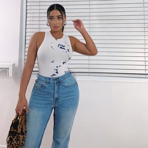 2 Colors Black And White Ink Splash Paint Printing Archive Cotton Thread Pullover Vest