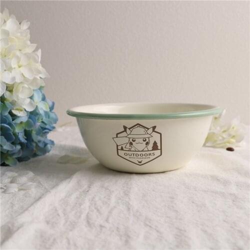 Exported to Japan Pikachu Enamel Cup Plate Splash-Ink Grain Salad Yogurt Noodle Bowl