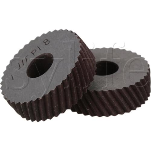 2x Knurling Tool Silver Diagonal Wheel Linear Knurl 1.8mm Pitch 26x8x8mm