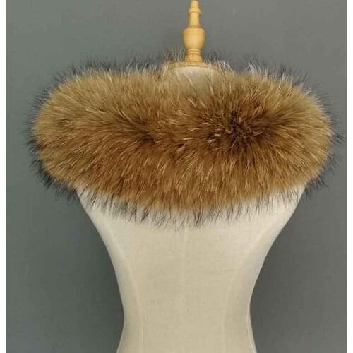 JKP 2020 Autumn and Winter 100% Real Natural Raccoon Fur Collar and Womens Scarf Fashion Coat Sweater Scarf Thick Long Collar