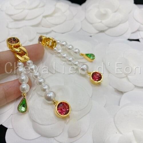 Chevalier d'Eon Hot Brand Gold Color Fashion Jewelry Woman Pearls Earrings Top Quality Drop Earrings Pearls Crystal Jewelry