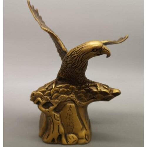 China brass male eagle show wing crafts statue