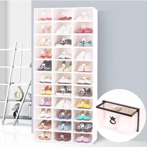 3PCS Flip Shoes Box Thickened Transparent Drawer Case Plastic Shoe Boxes Stackable Box Shoe Organizer Shoebox Shoe Rack Storage