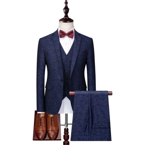 Suit костюм мужской mens suit three-piece suit blazed with trousers and vestmens suit high fashion Mens printed suit set
