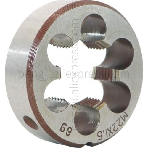 HSS 22mm X 1.5 Metric Right Hand Round Die, Machine Thread Die M22 X 1.5mm Pitch for Mold Machining, Alloy Steel Material