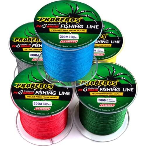 1000M PRO BEROS Fishing Line Red/Green/Grey/Yellow/Blue 4 Weaves Braided Fishing Line Available 6LB-100LB PE Line