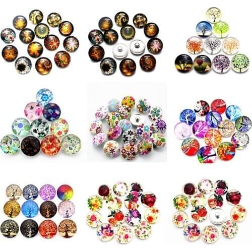 Hot selling 10pcs/lot life tree flower Snaps Buttons 18mm Snaps Charms Fit Ginger Snaps Bracelets&Bangles Jewelry