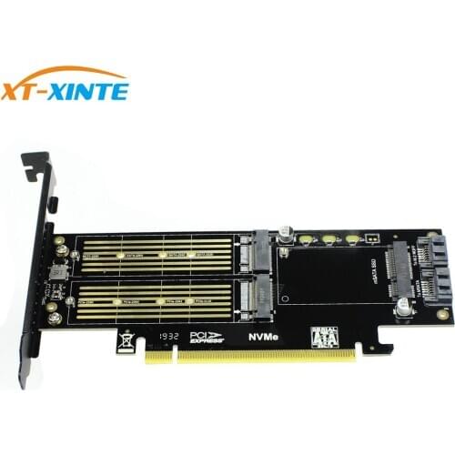M Key B Key mSATA M.2 for NVMe SSD for NGFF to PCIE 3.0 X16 Adapter PCI Express 3.0 m2 SSD AHCI mSATA 3in 1 Converter riser card