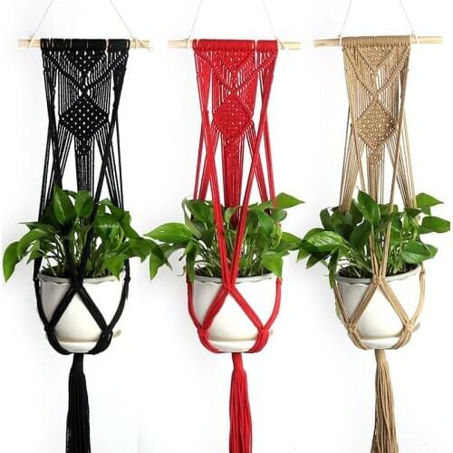 Macrame Plant Hangers Handmade Indoor Outdoor Hanging Planter Basket Cotton Rope Wall Plant Holder Flower Pot Home Garden Decor