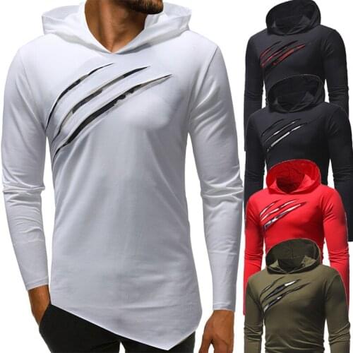 2021Spring Autumn New Arrivals Fashion Slim Plus Size Wild Casual Simple Pure Color Men Hooded Long Sleeve T-shirt Free Shipping