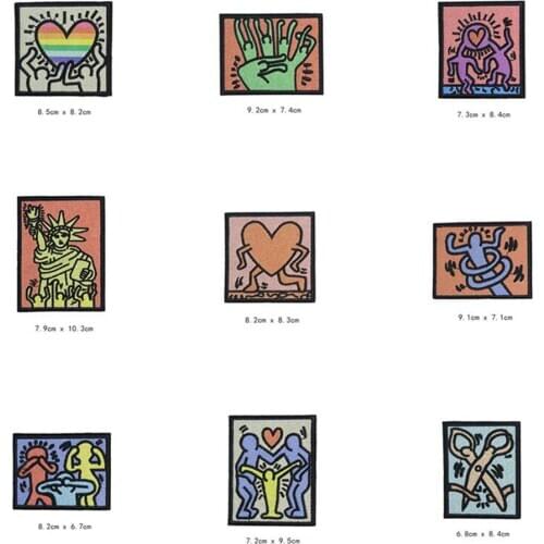 Heart Cartoon Patches Cap Shoe Bag Iron On Embroidered Appliques DIY Apparel Accessories Patch For Clothing Fabric Badges BU197