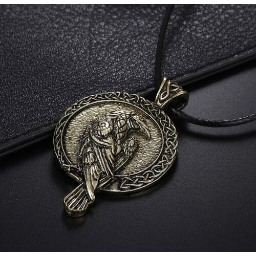 Nordic Necklace Viking Raven Pendant Black Bird Crow Women Men Jewelry Gift
