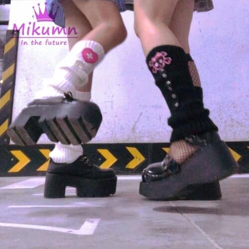Harajuku Punk Rock Skull / Love Heart Knitted Leg Warmer Socks Japanese Lolita Kawaii Foot Warming Leg Cover Heap Heap Socks