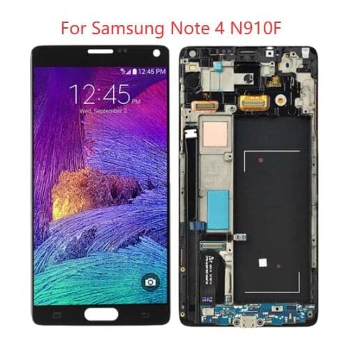 Original Super AMOLED N910F LCD For Samsung Galaxy Note 4 Display With Frame 5.7" SM-N910F N910C N910A LCD Touch Screen Parts