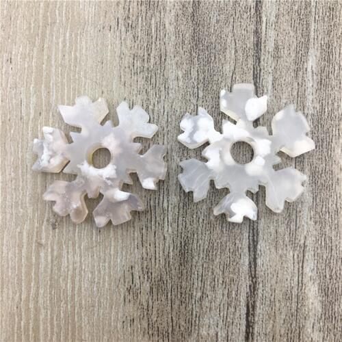 High quality Snowflake Shape Cherry Stone Slice Pendant,Nature Stone Snow Flower Shaper Charm For DIY Jewelry MY1746