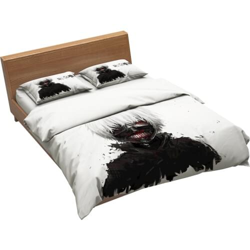 Anime Bedding Naruto Uchiha Sasuke Microfiber Winter Quilt Cover Queen Double Size Black-White Bedspread Pillow Case Room Decor