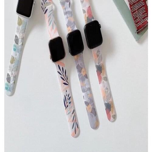 Flower Leaf Silicone Ladies Smart Watch Band for Apple Watch 38 40 42 44 mm i Watch Series 3 4 5 6 Strap Accessories